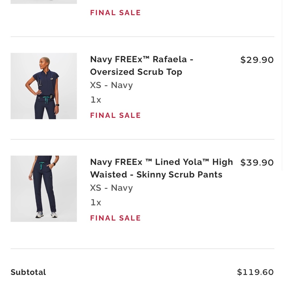 Brand new figs set in navy as listed